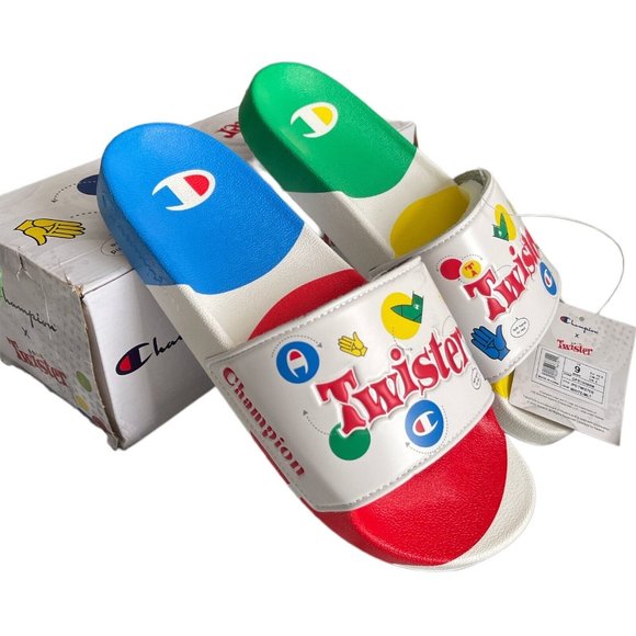 ⚽️Men’s Slides Size 11 Champion IPO Twister White Multi - Picture 9 of 12